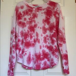 Theo & Spence Tie Dye Crew Neck Top Pink & White Womens M